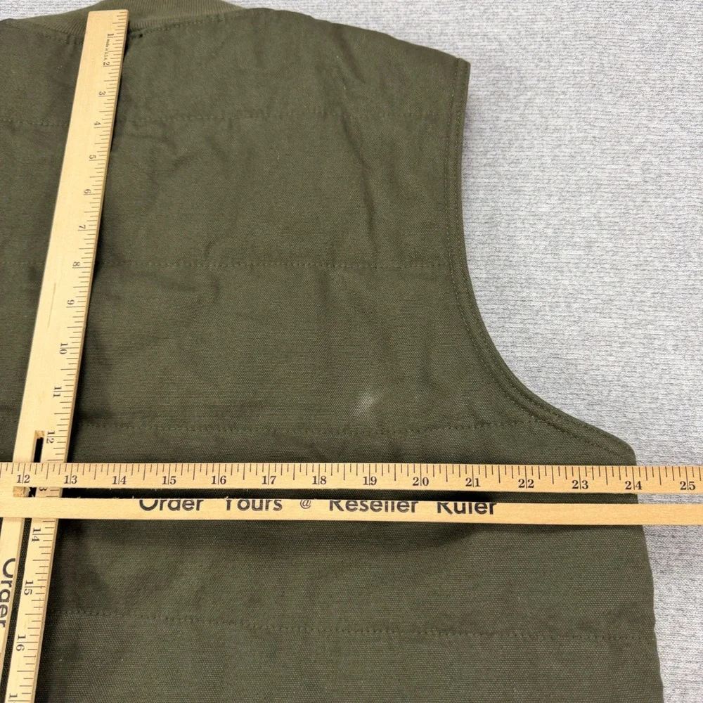 Wrangler Workwear Mens XL Canvas Quilted Utility Vest Olive Green Full Zip
